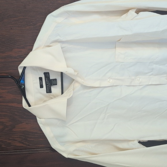 Pronto Uomo Yellow Cream Non Iron Slim Fit Long Sleeve Button Down Shirt Size 17 - Picture 3 of 6